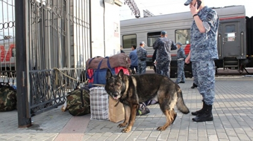 После командировки на Кавказ вернулся отряд полиции с собаками